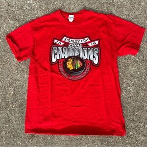 Red Chicago Blackhawks Stanley Cup Champions T-Shirt